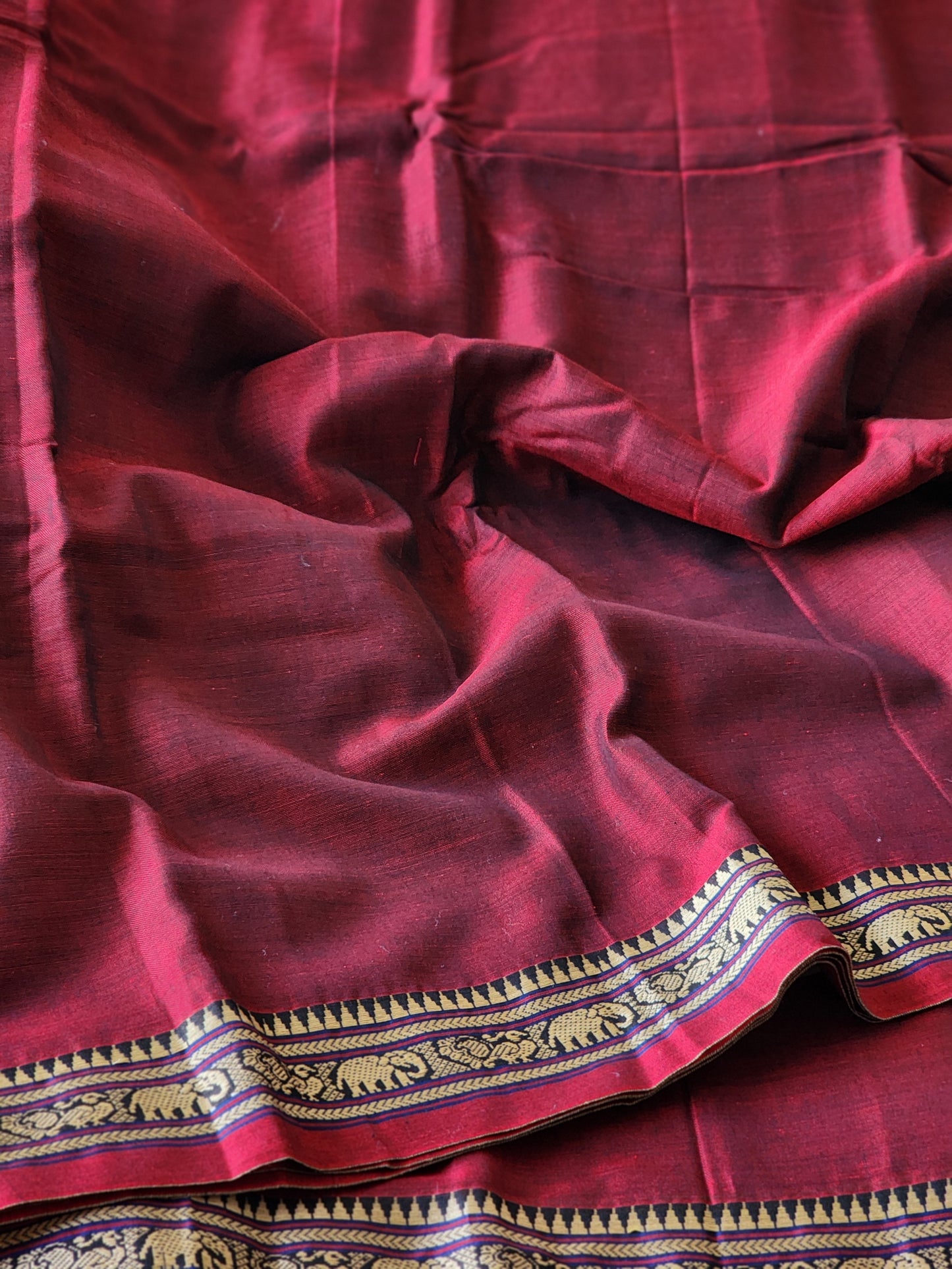 Maroon narayanpet cotton saree