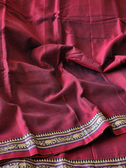 Maroon narayanpet cotton saree
