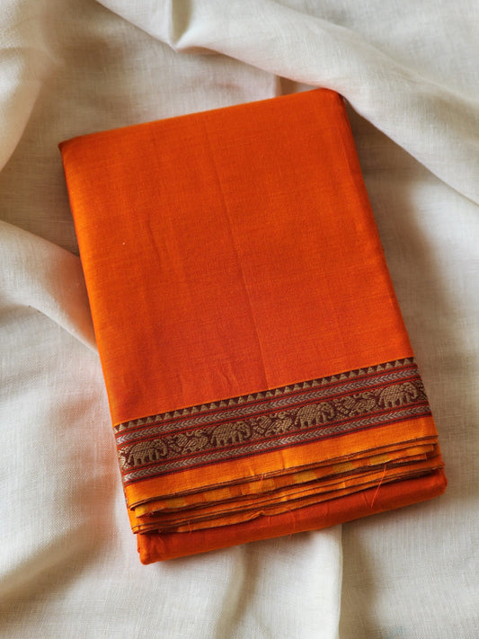 Orange narayanpet cotton saree