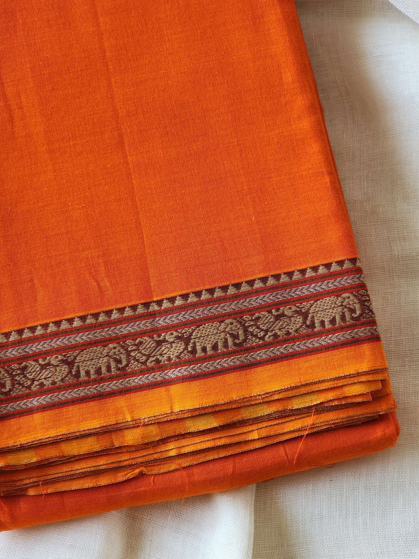 Orange narayanpet cotton saree