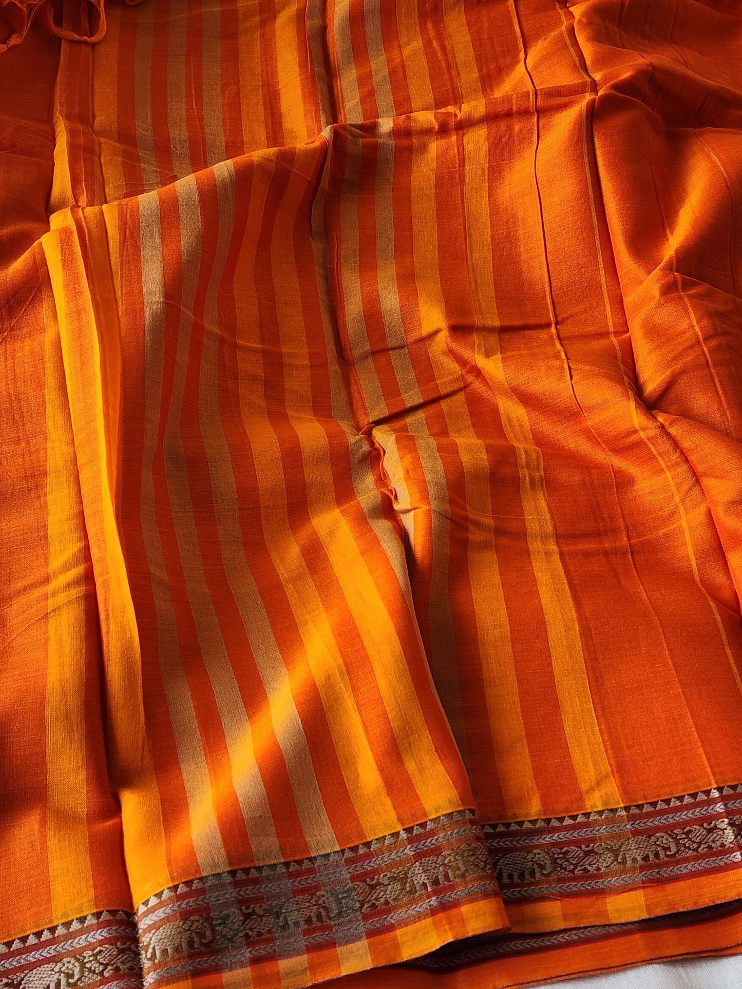 Orange narayanpet cotton saree