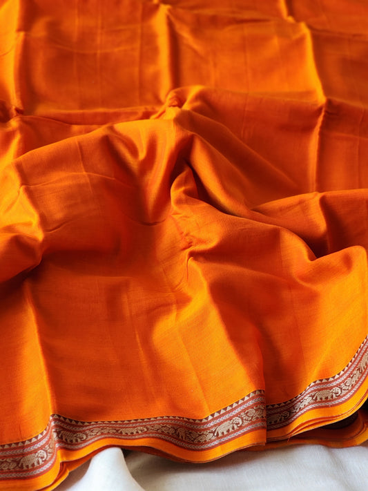 Orange narayanpet cotton saree