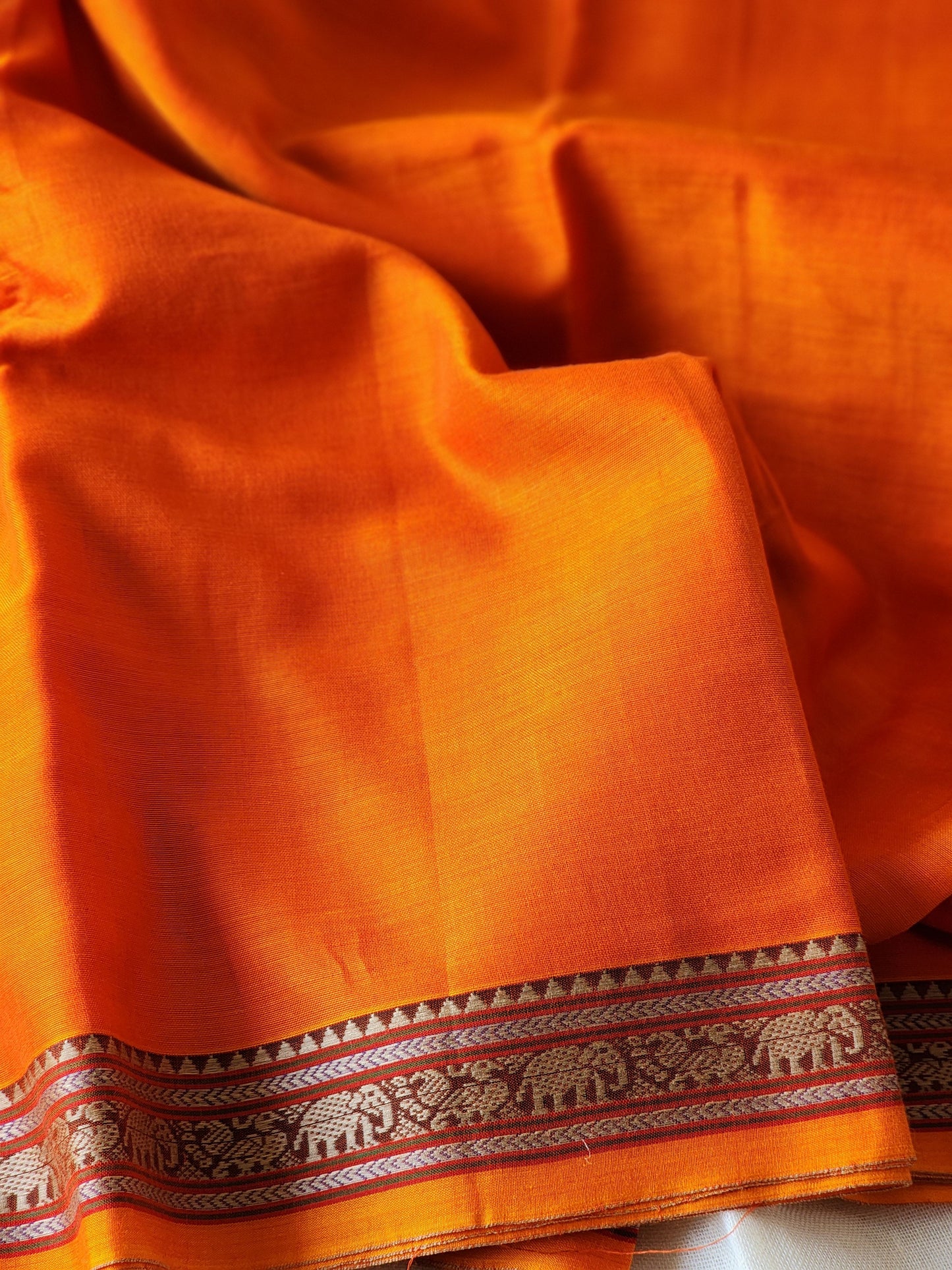 Orange narayanpet cotton saree
