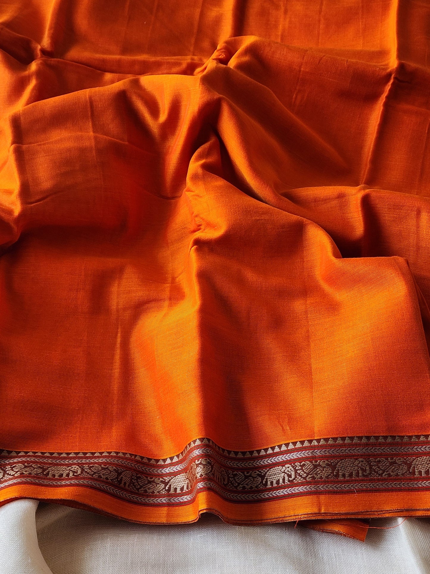 Orange narayanpet cotton saree
