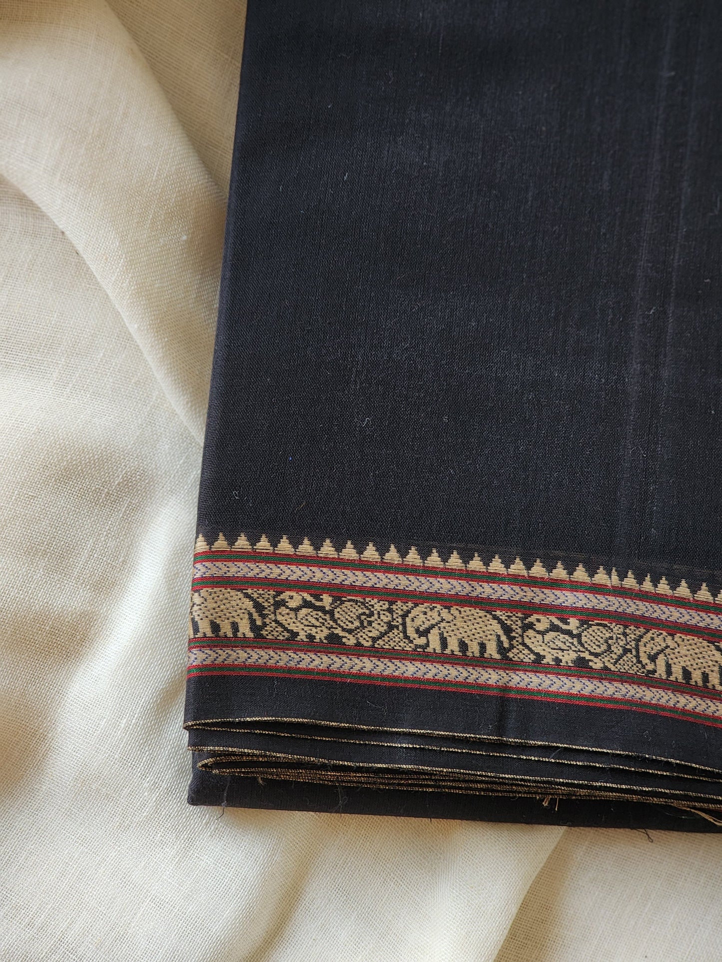 Black narayanpet cotton saree