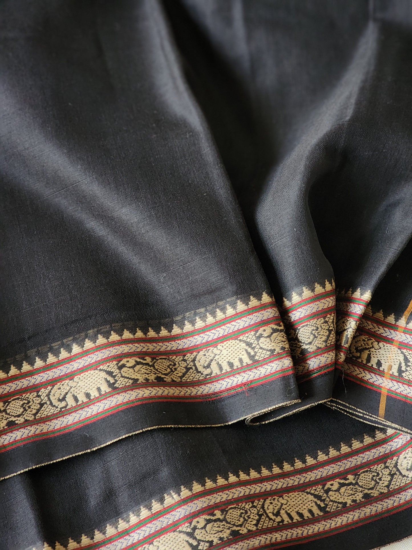 Black narayanpet cotton saree