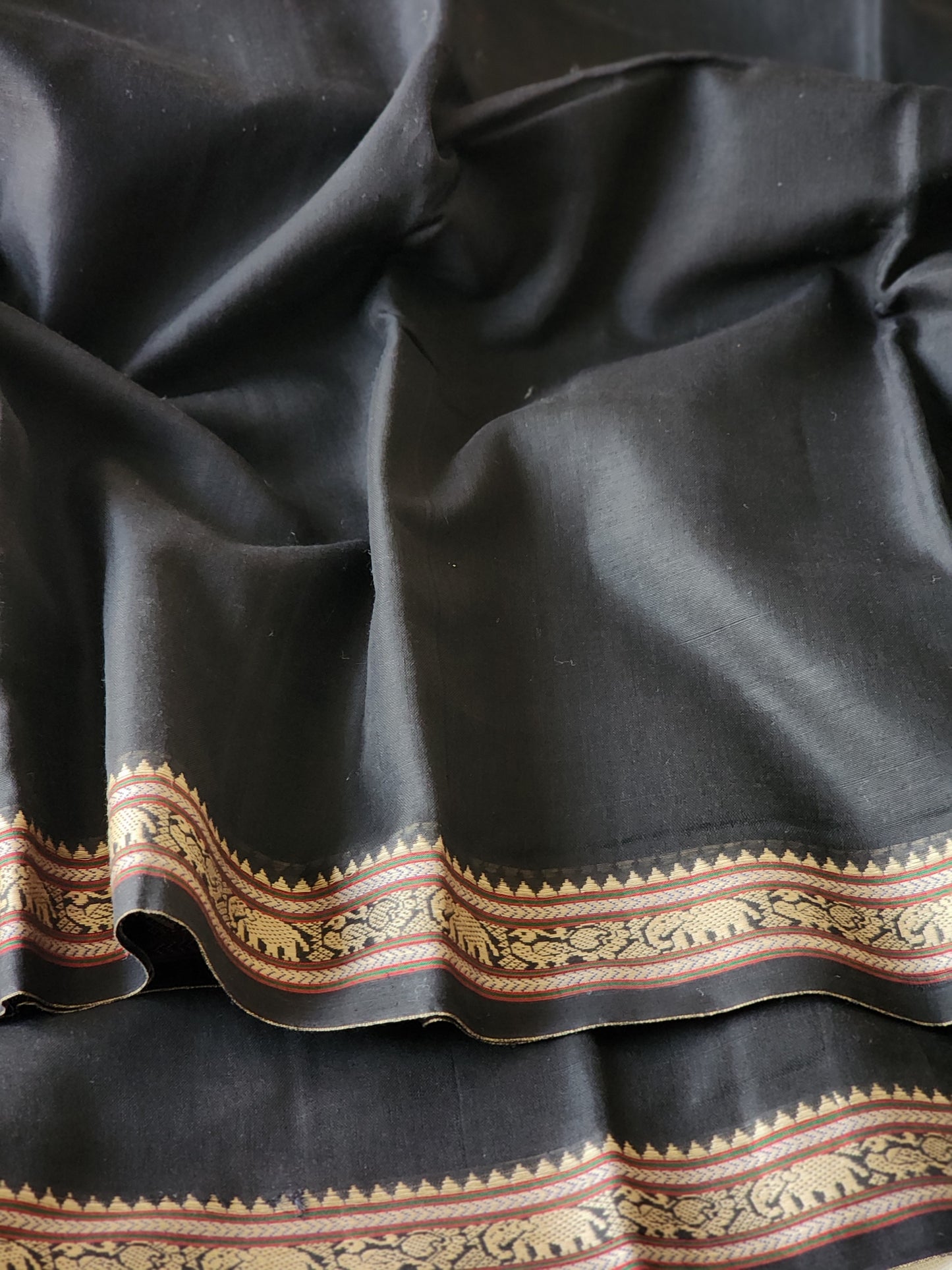 Black narayanpet cotton saree