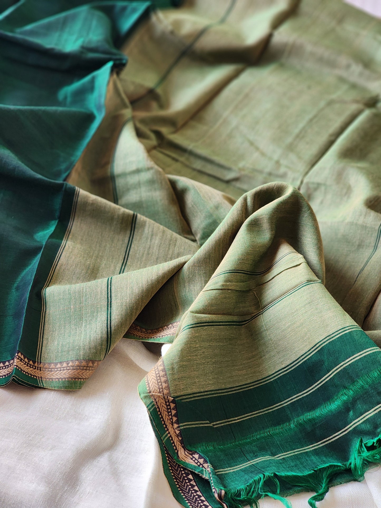 Green narayanpet cotton saree