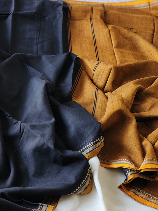 Black narayanpet cotton saree