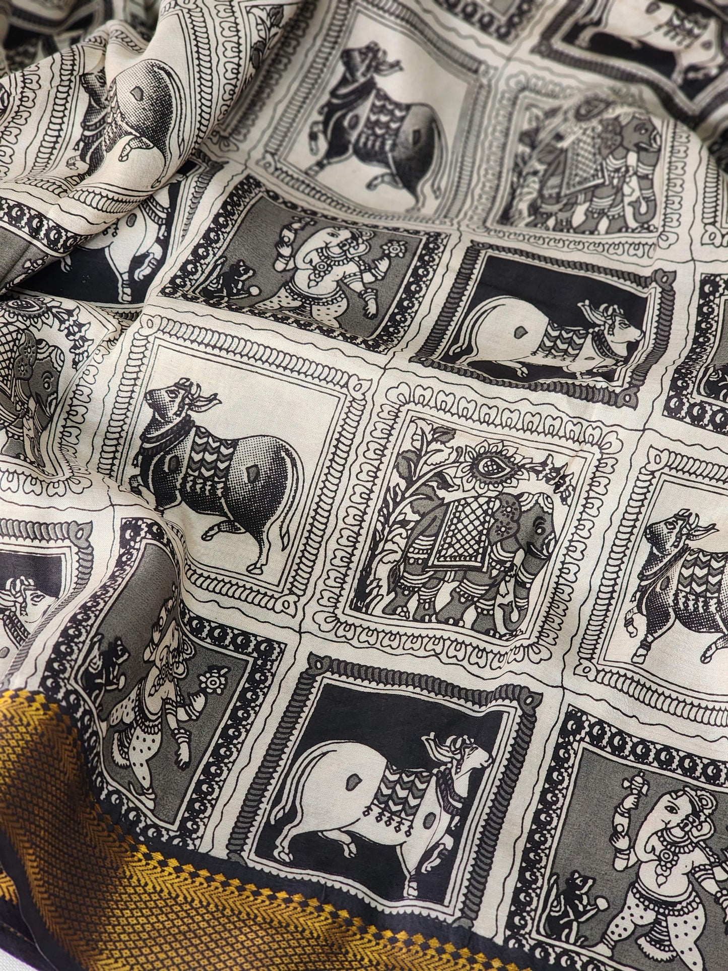 Grey Kalamkari Silk Saree