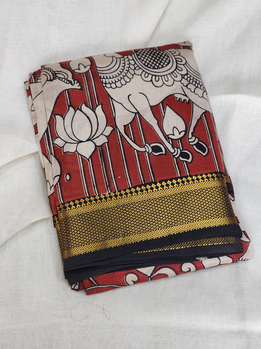 Red Kalamkari Silk Saree