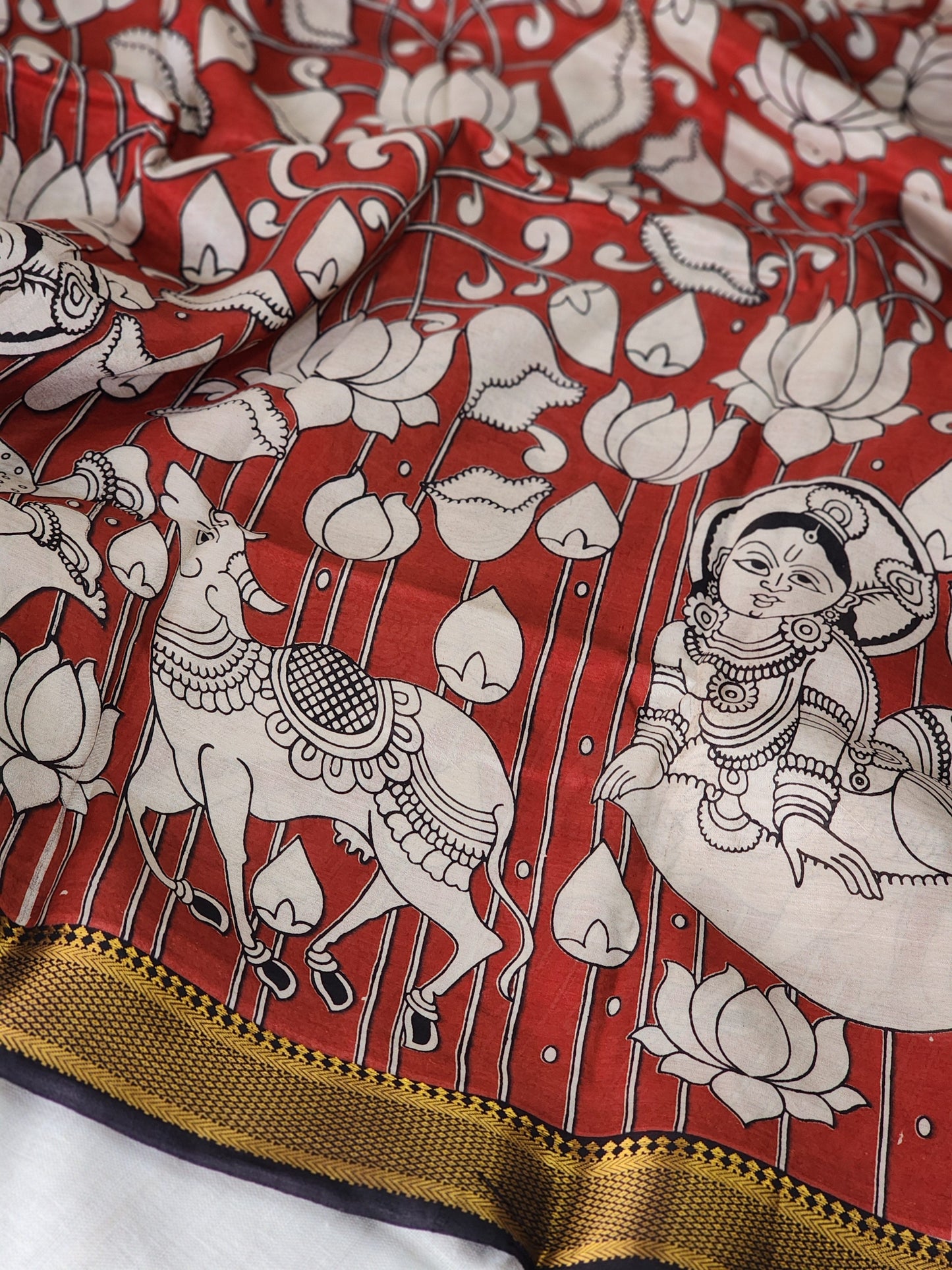 Red Kalamkari Silk Saree