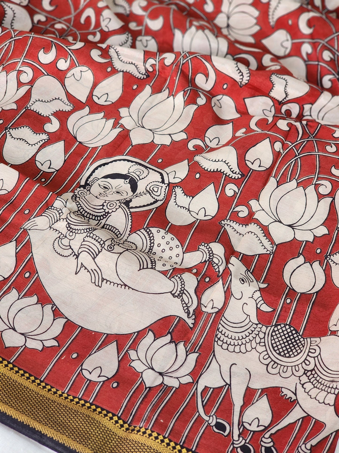 Red Kalamkari Silk Saree