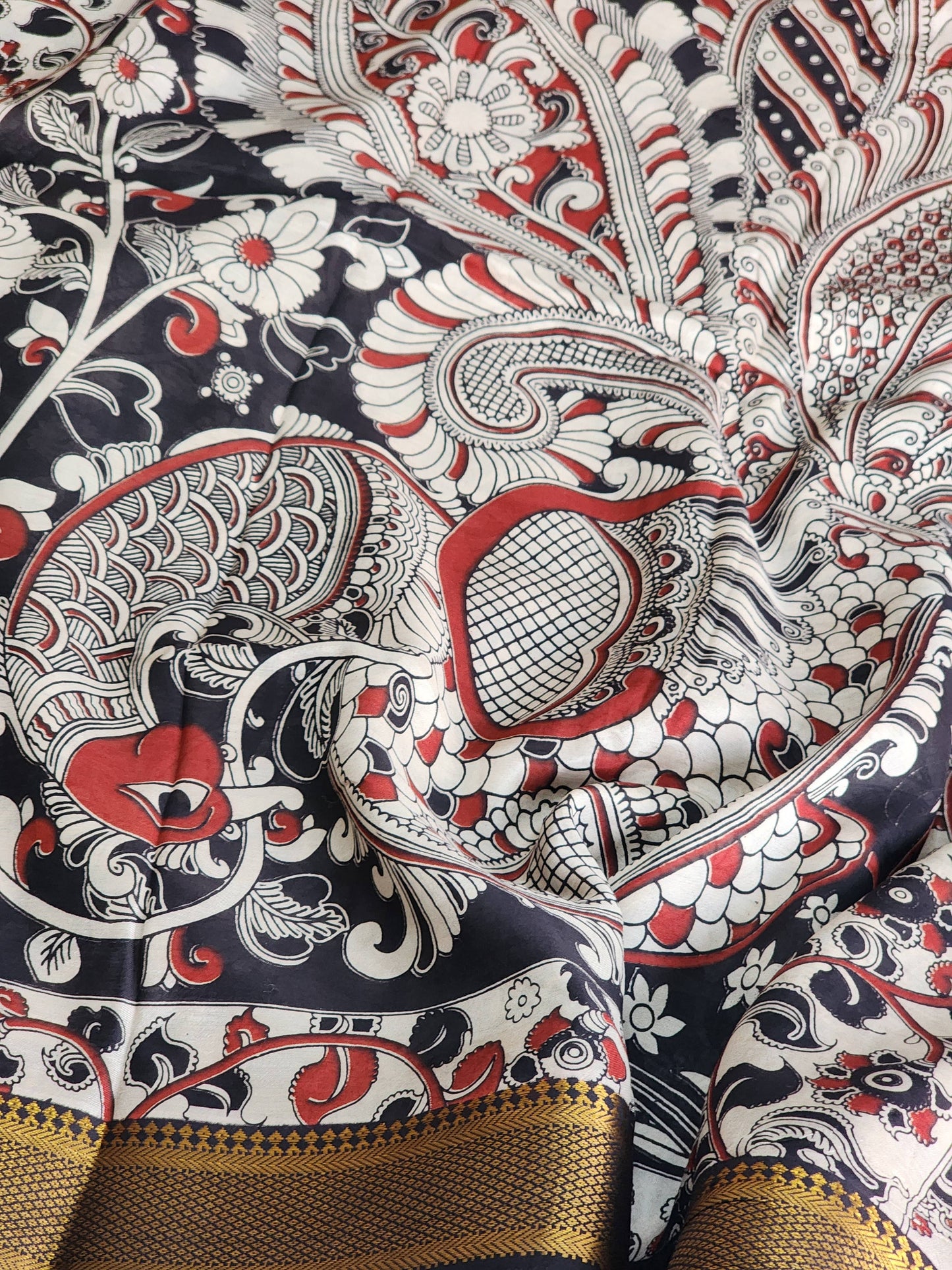 Red Kalamkari Silk Saree