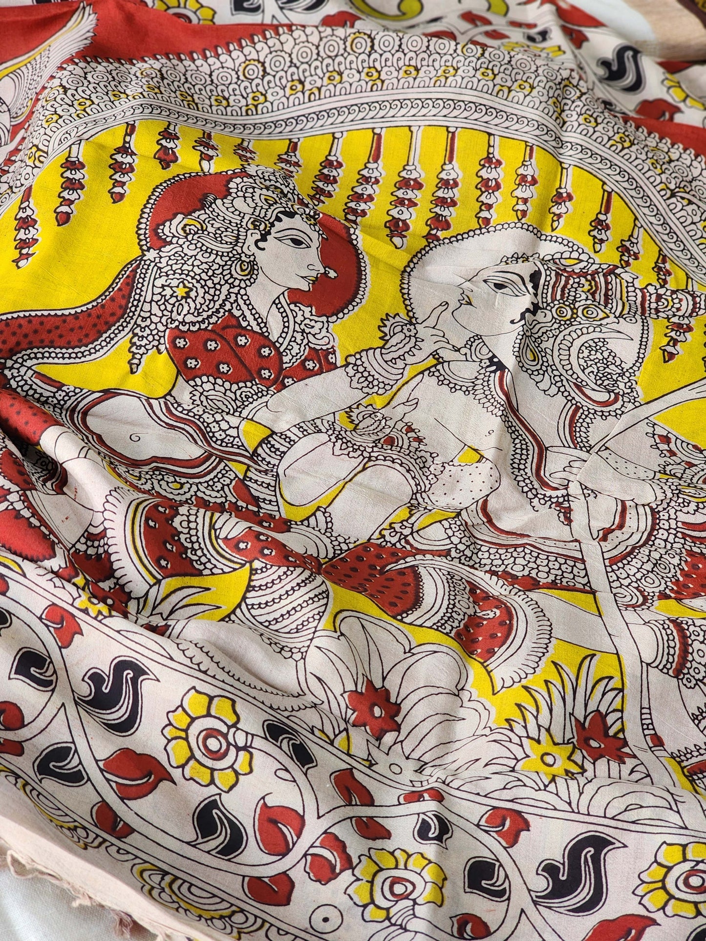 Cream Kalamkari Silk Saree
