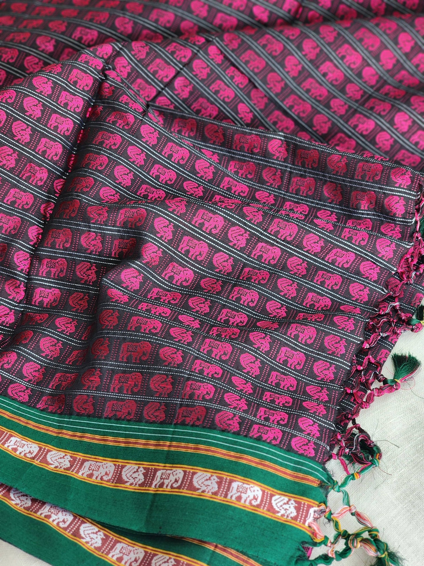 Pink khun cotton saree