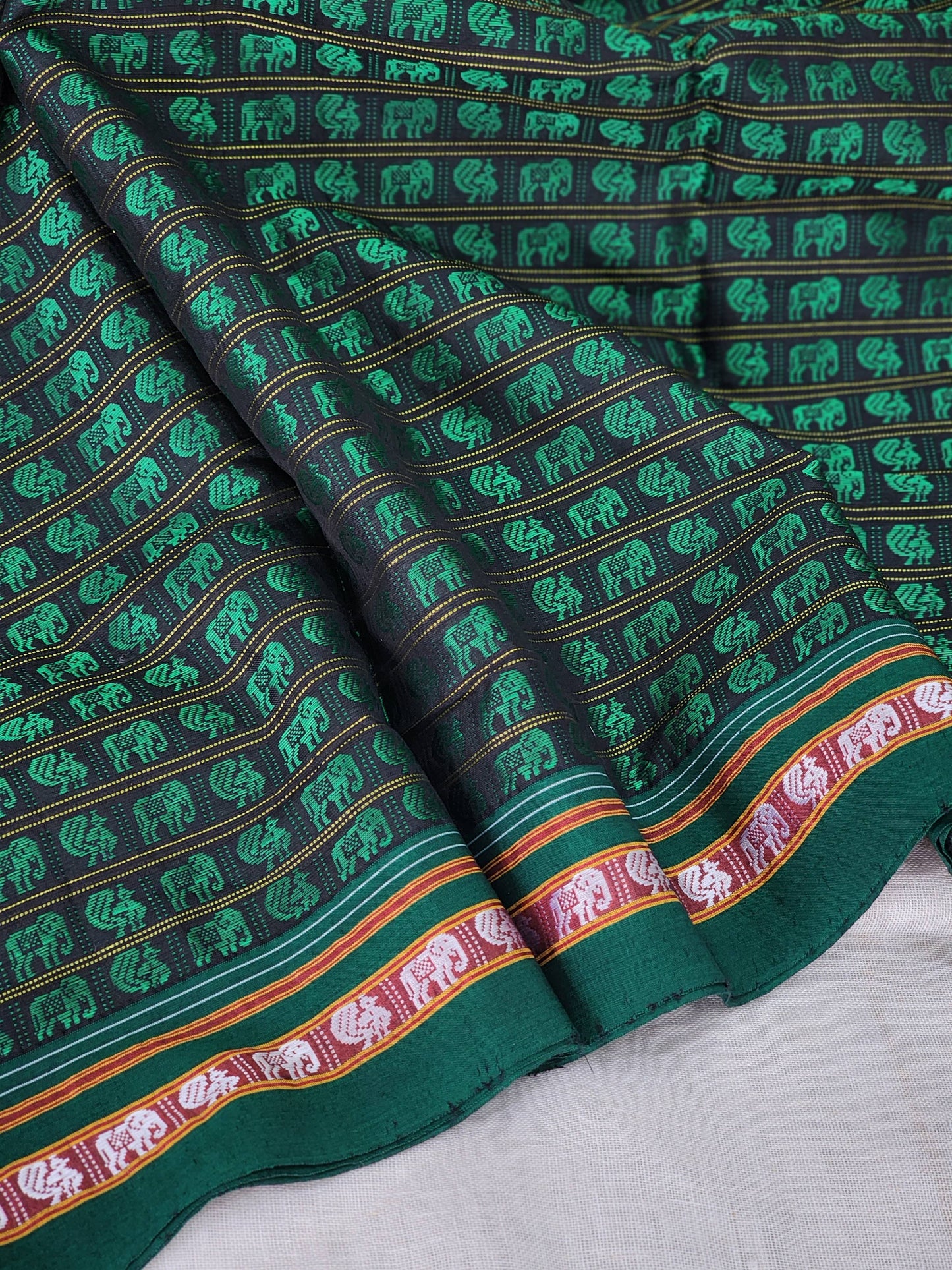 Green khun cotton saree