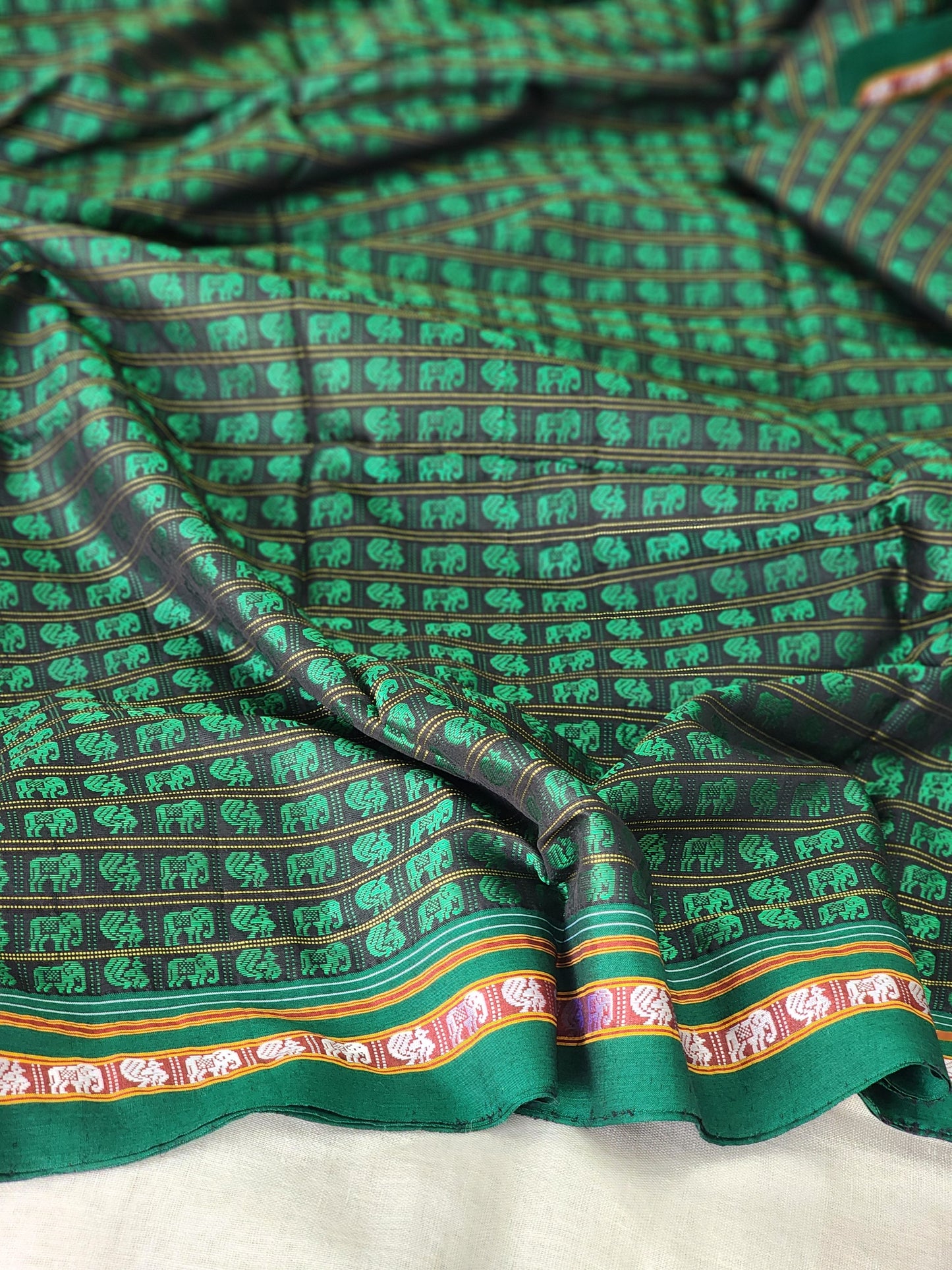 Green khun cotton saree