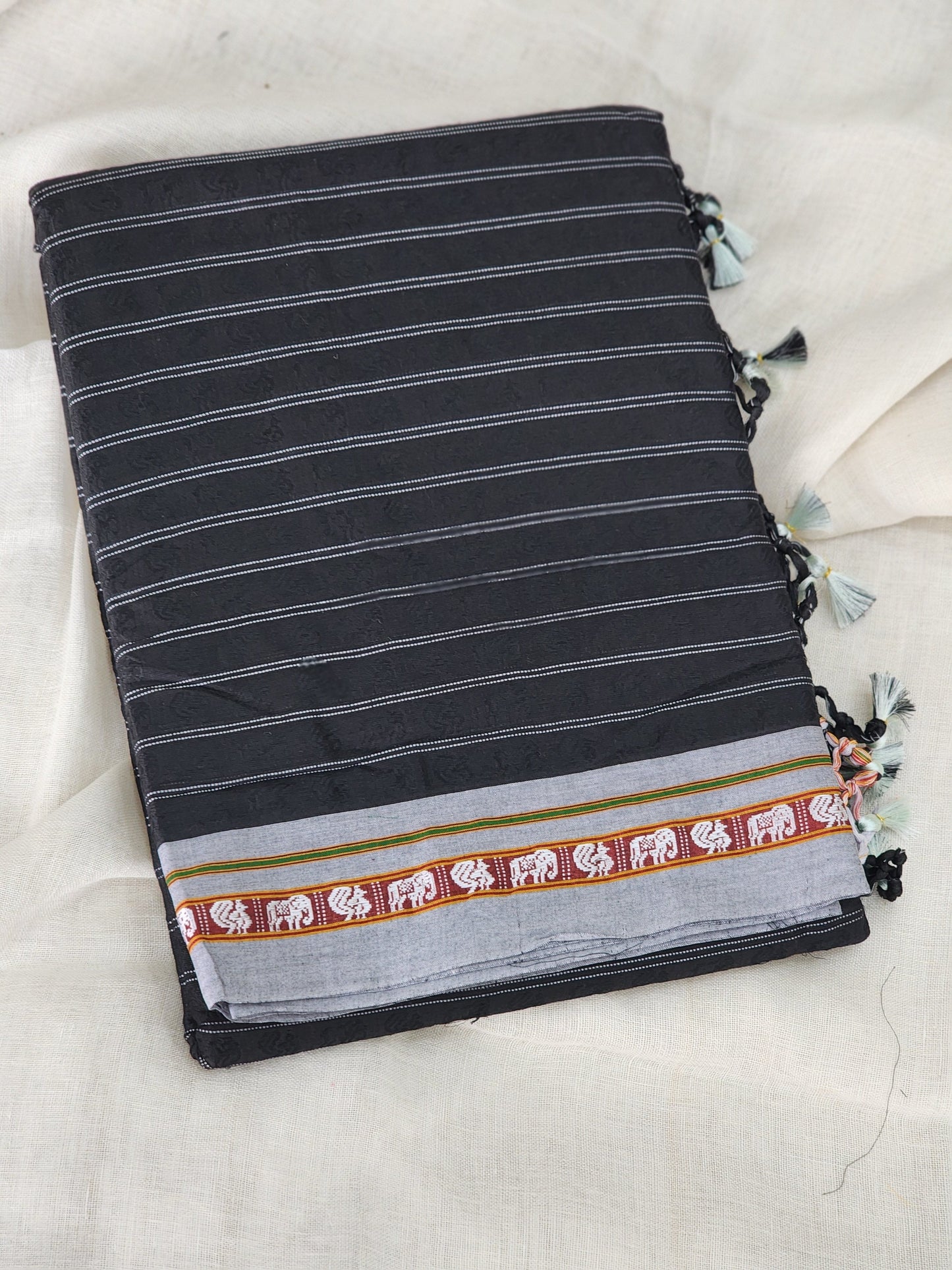 Black khun cotton saree