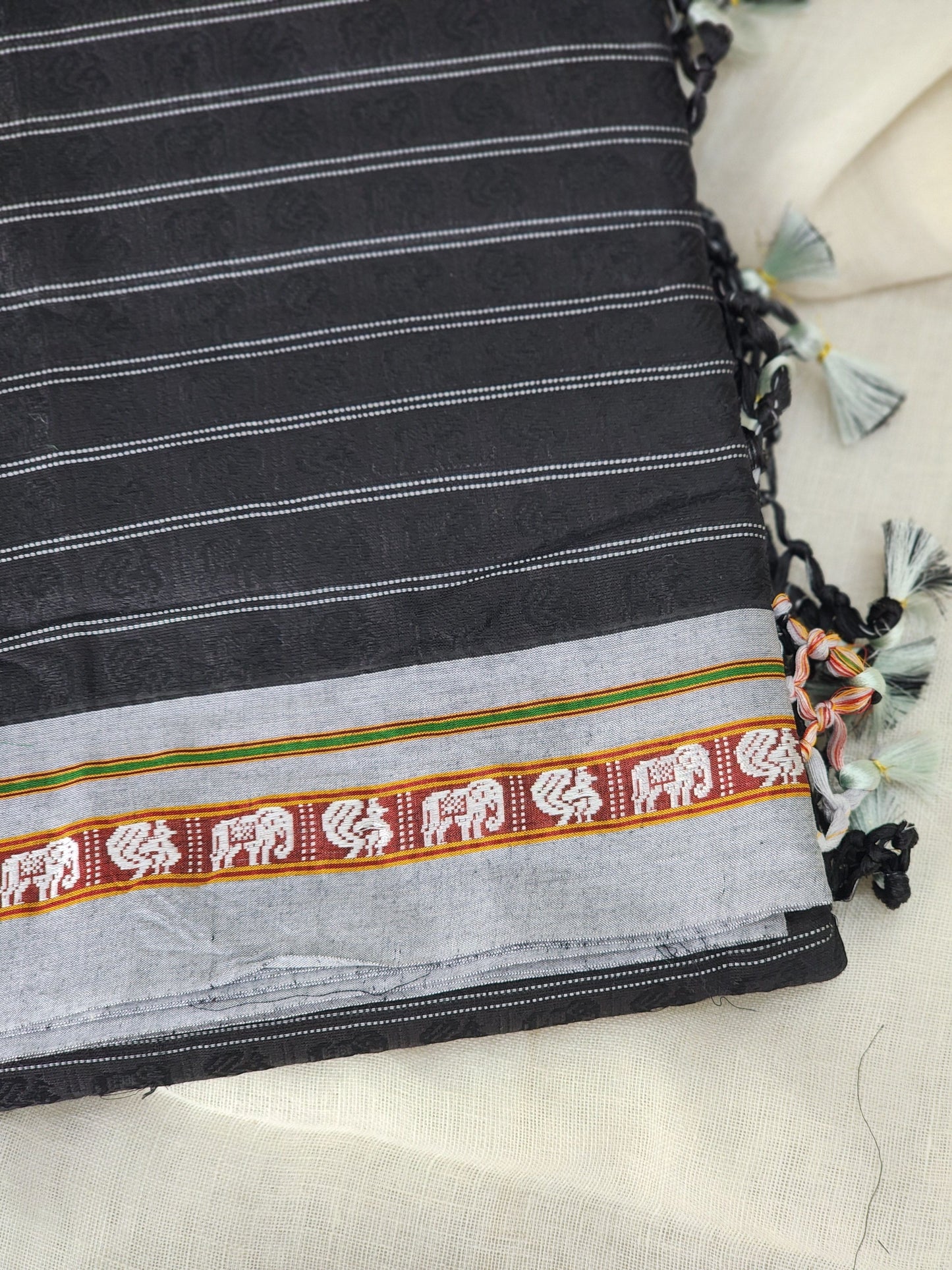 Black khun cotton saree