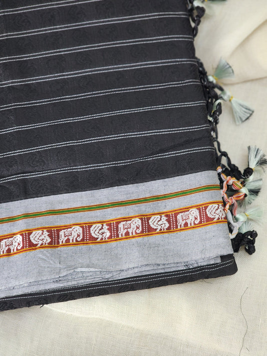 Black khun cotton saree