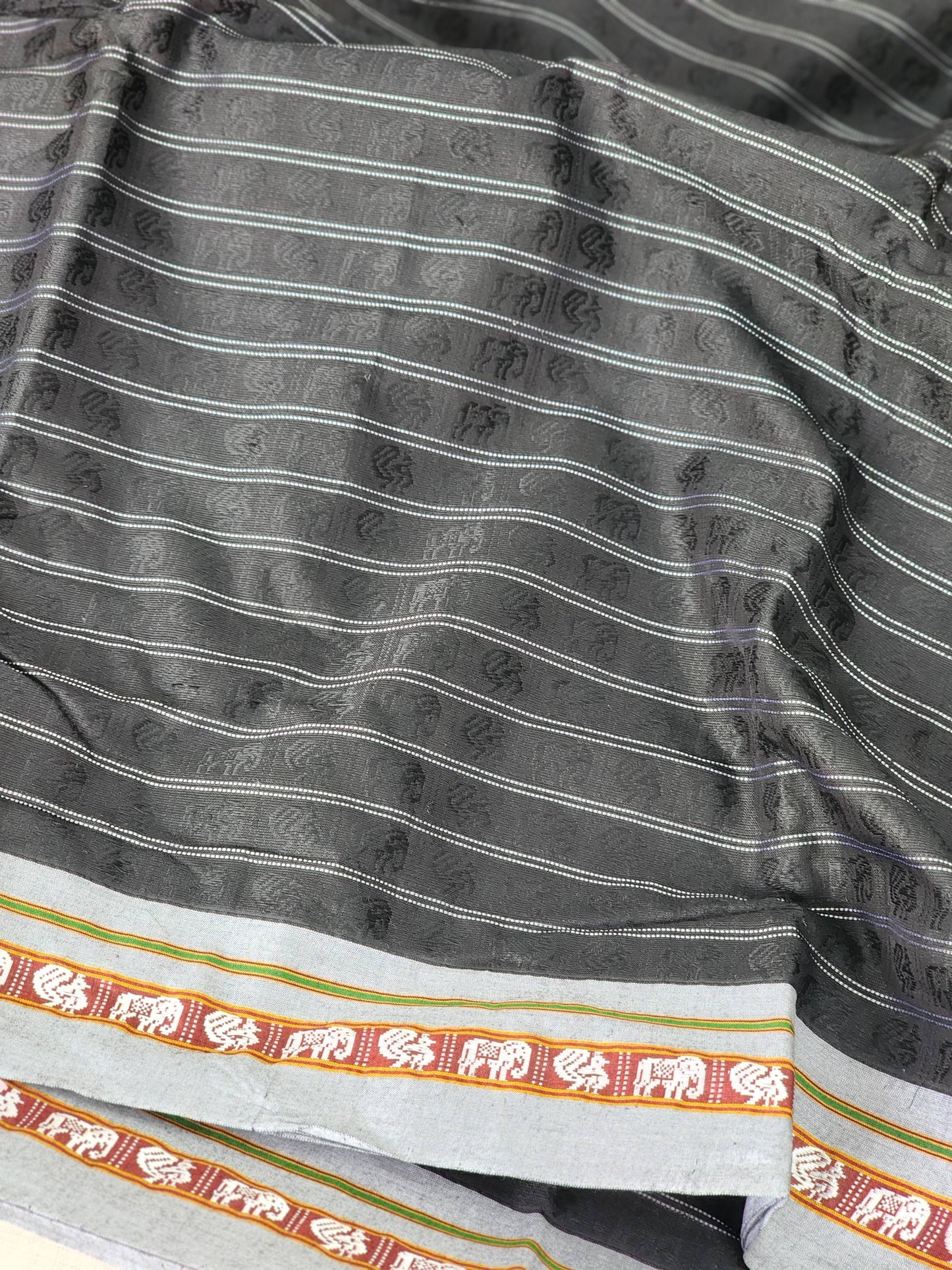 Black khun cotton saree
