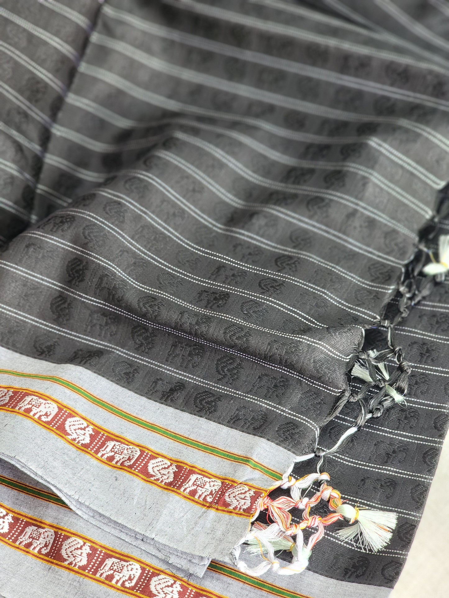 Black khun cotton saree