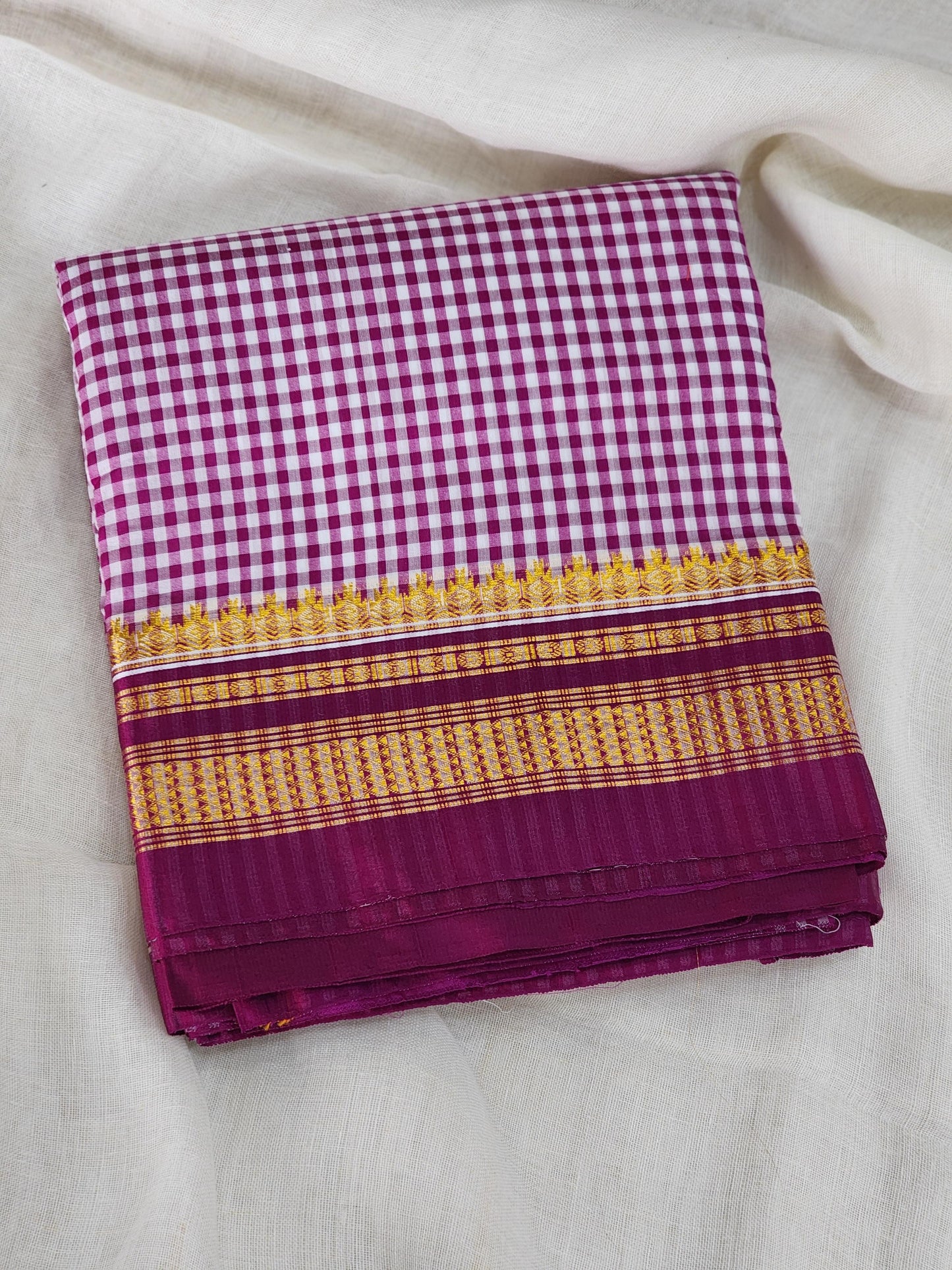 Purple cotton silk saree