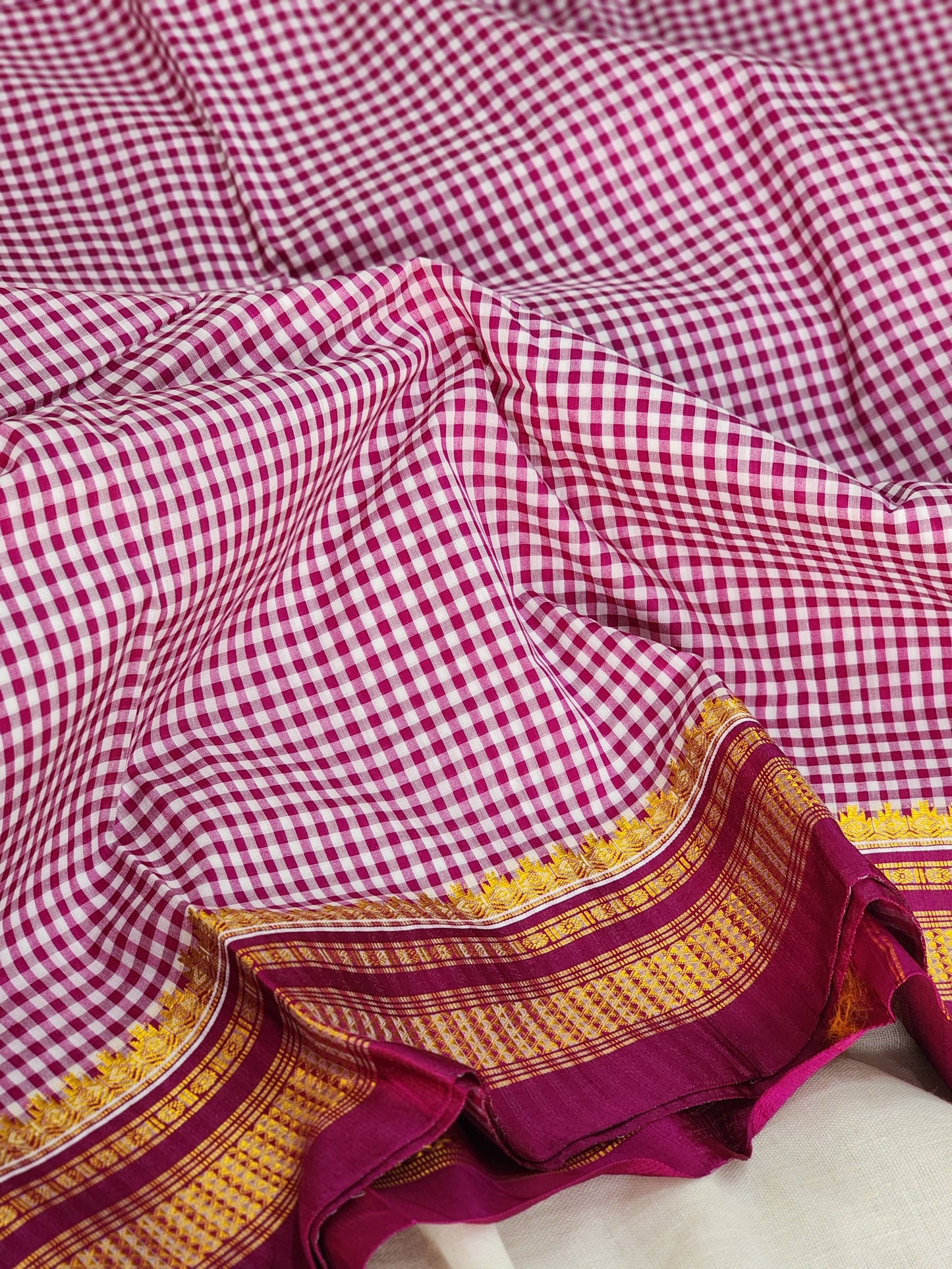 Purple cotton silk saree