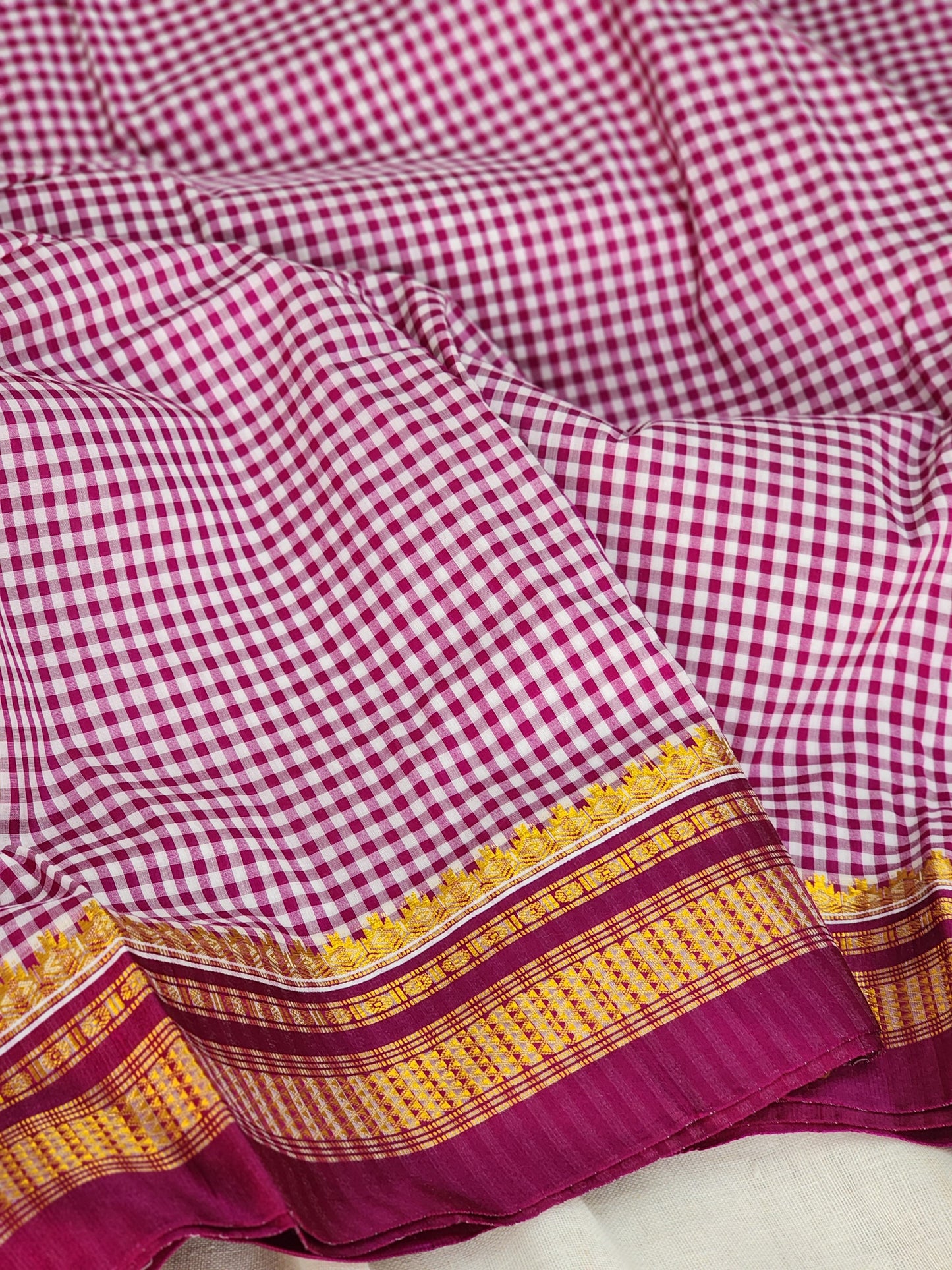 Purple cotton silk saree