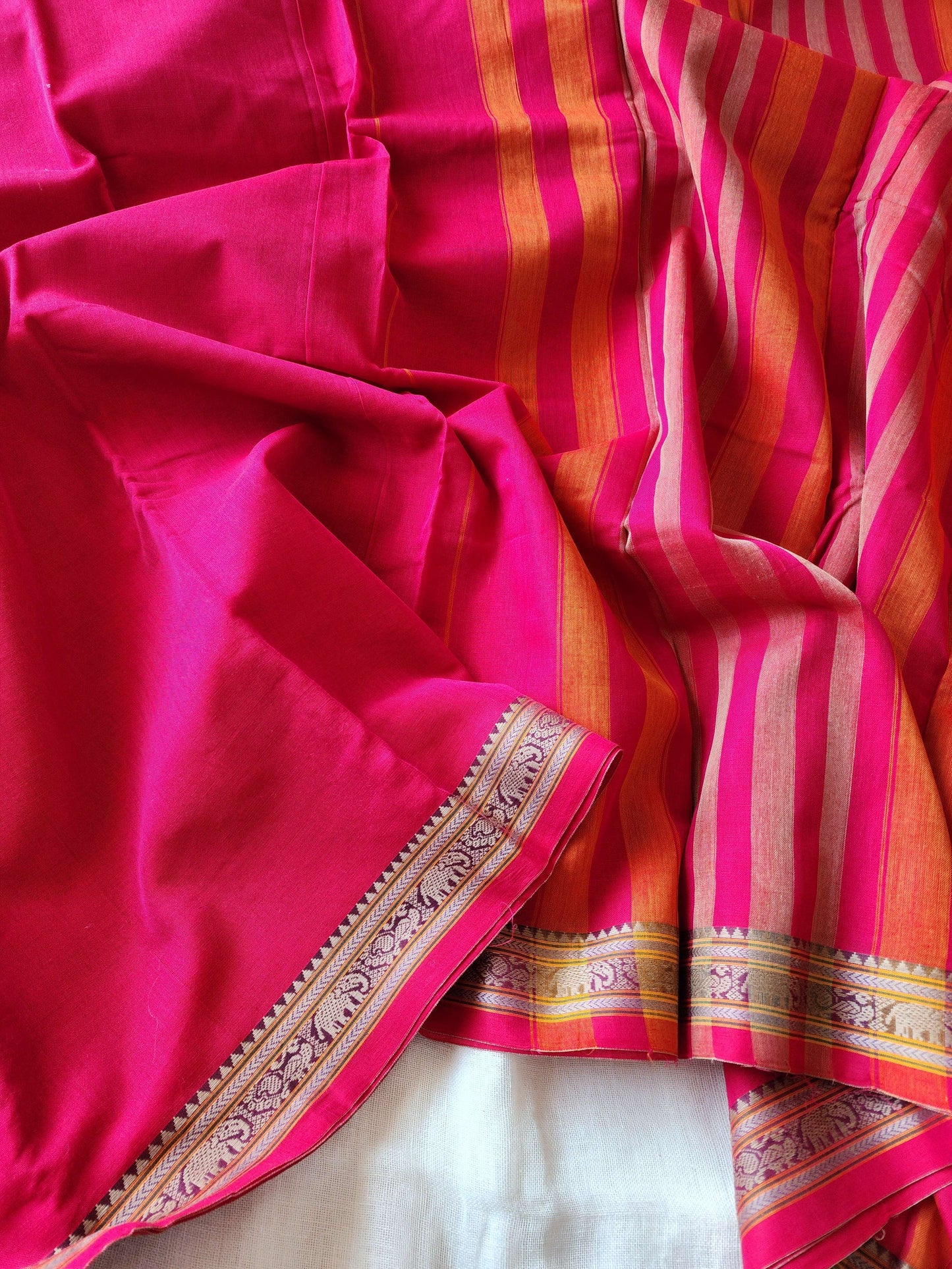 Pink narayanpet cotton saree