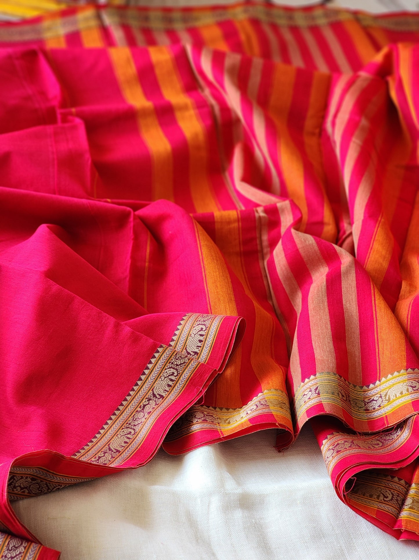 Pink narayanpet cotton saree