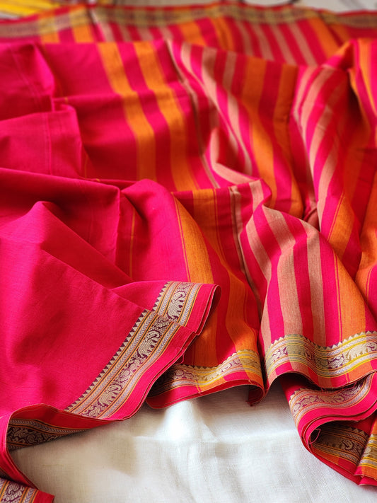 Pink narayanpet cotton saree