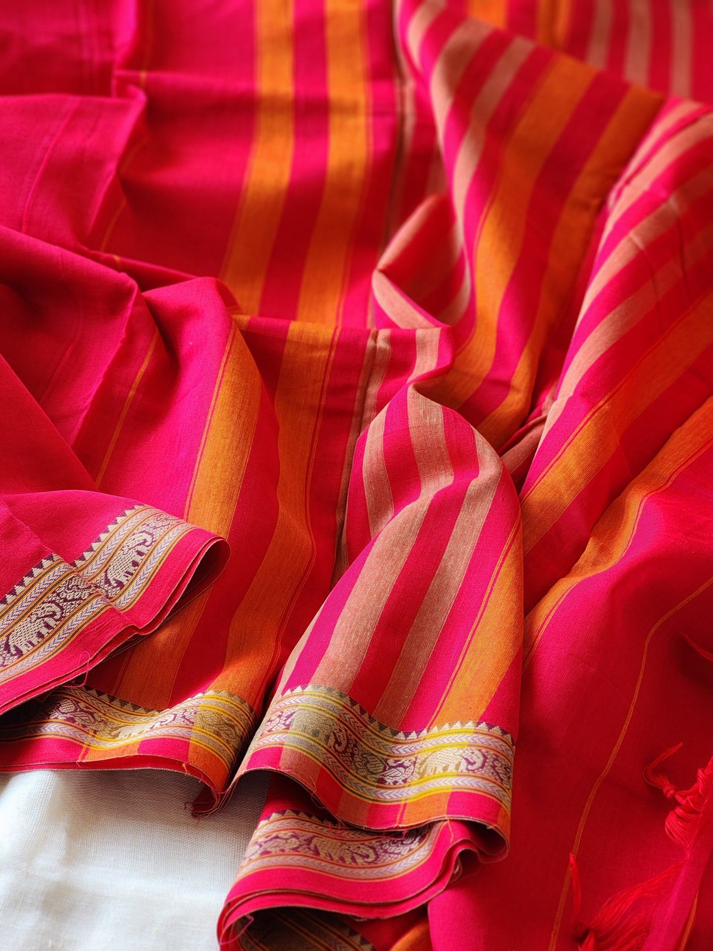 Pink narayanpet cotton saree