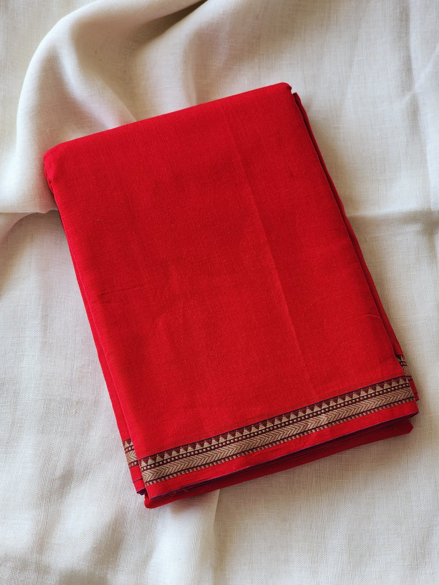 Red narayanpet cotton saree