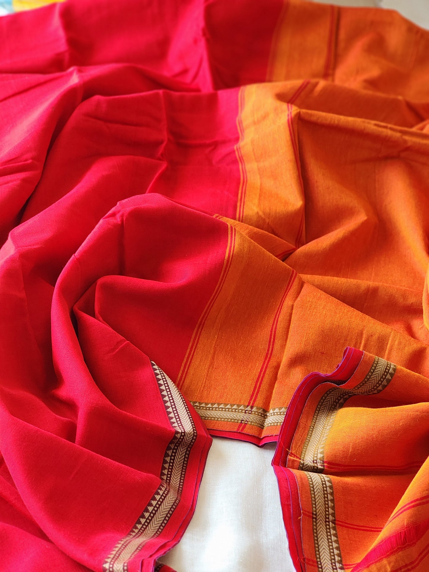 Red narayanpet cotton saree