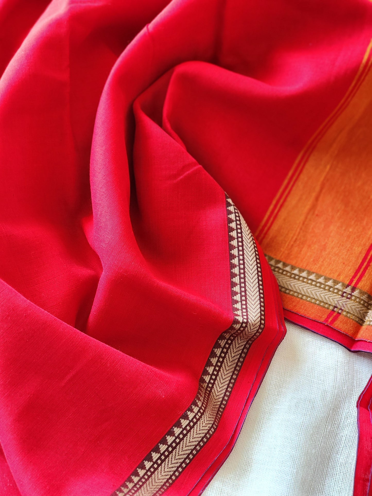 Red narayanpet cotton saree