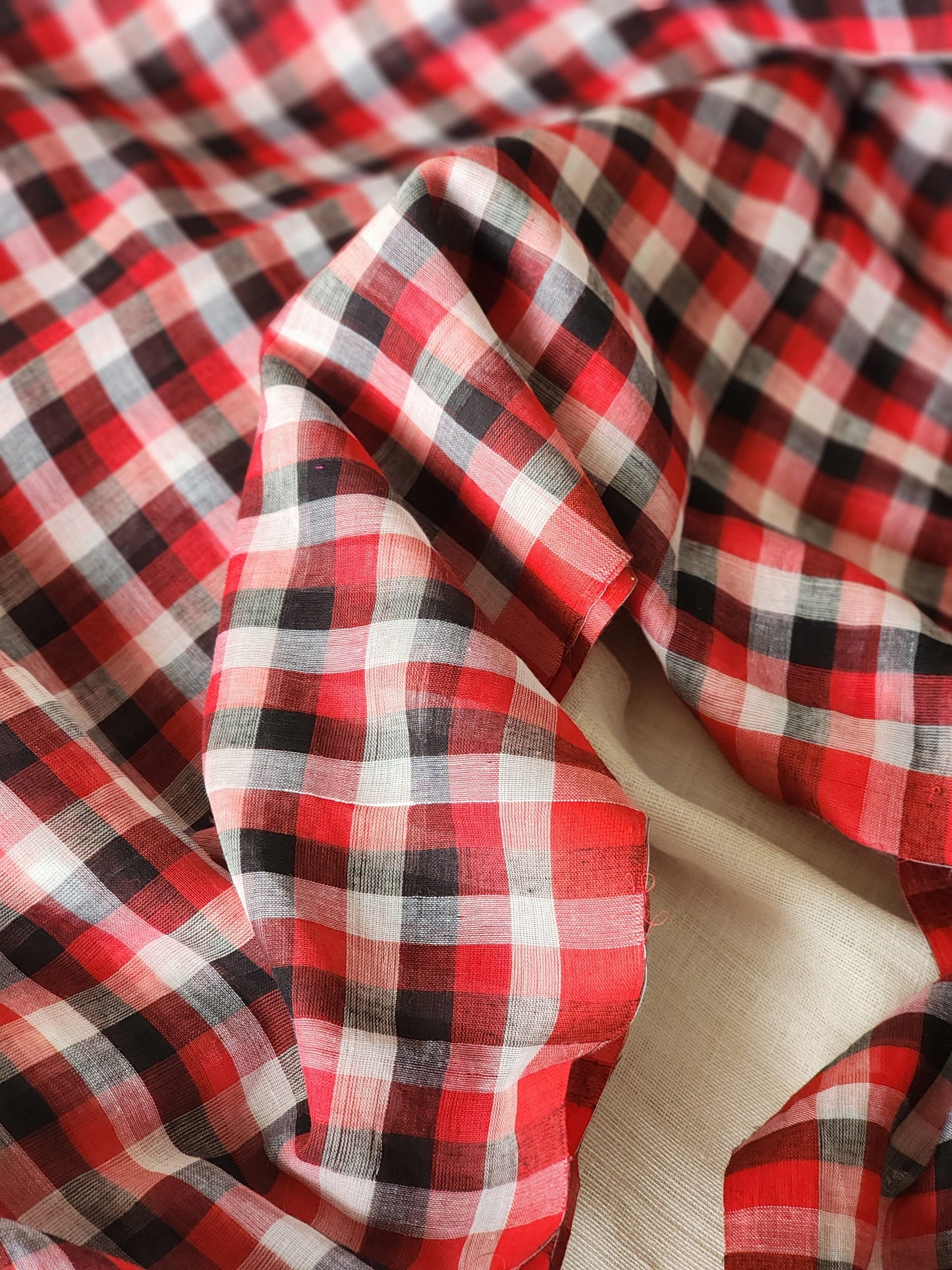 Black&Red Cotton Handloom Saree