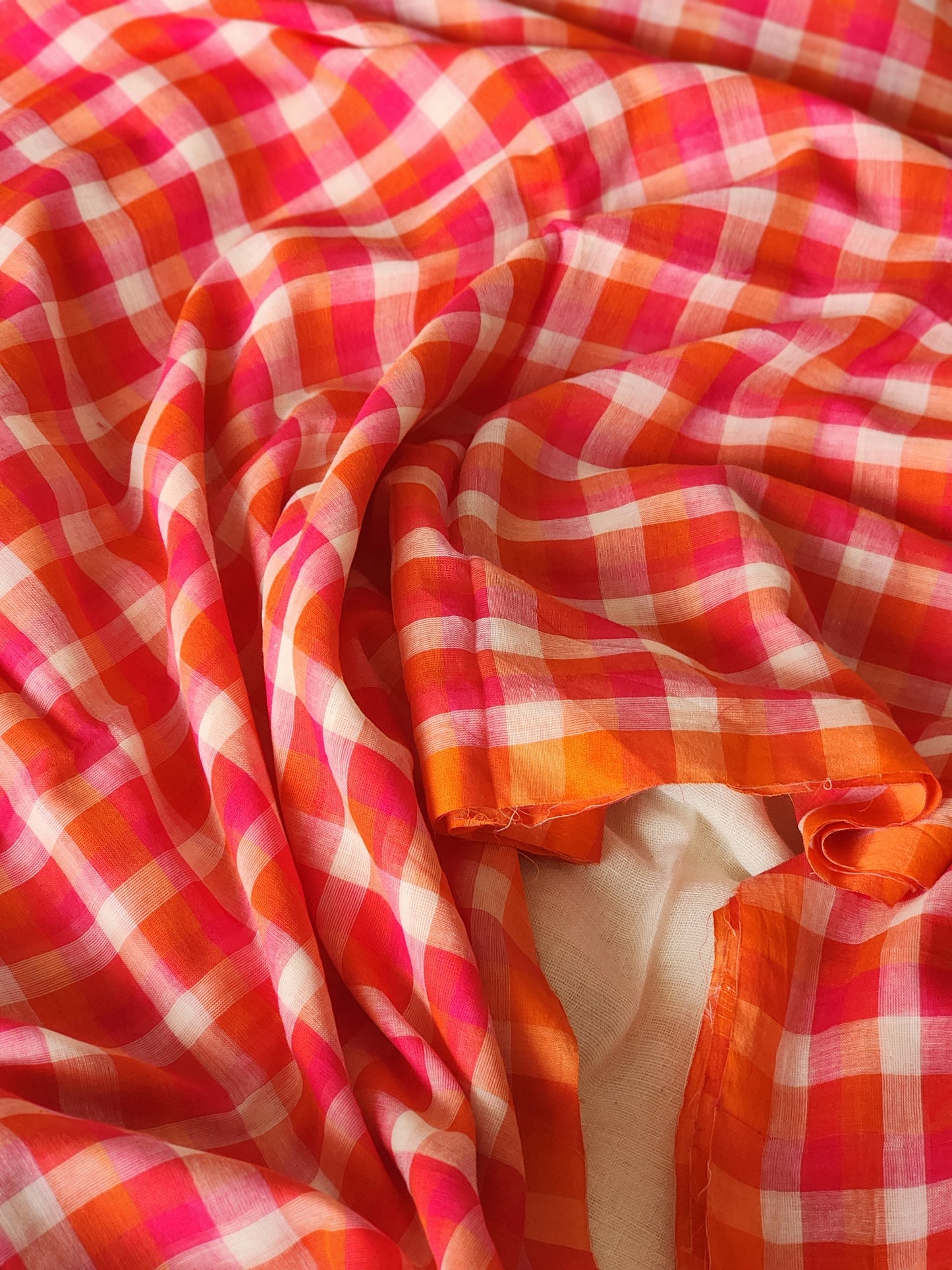 Orange&Pink Cotton Handloom Saree