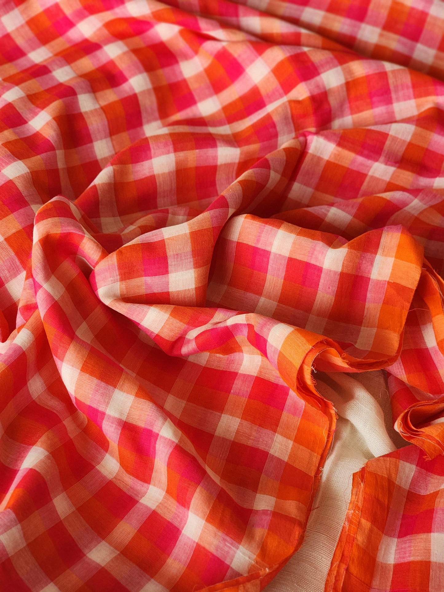 Orange&Pink Cotton Handloom Saree