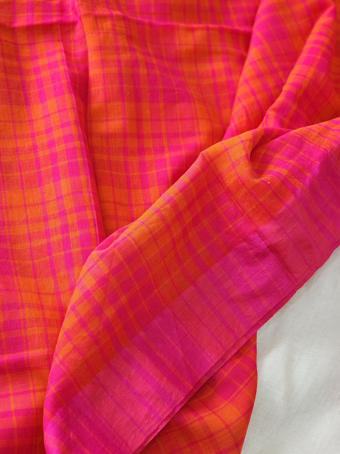 Orange&Pink Cotton Handloom Saree