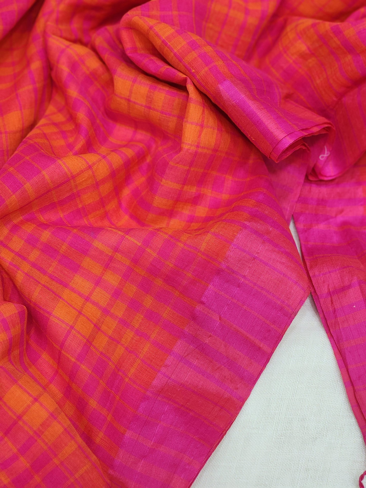 Orange&Pink Cotton Handloom Saree