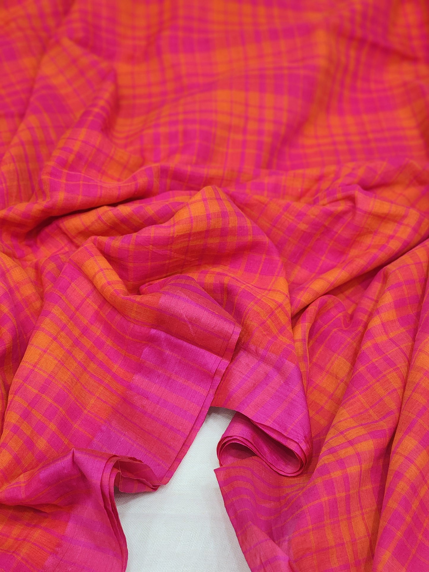 Orange&Pink Cotton Handloom Saree