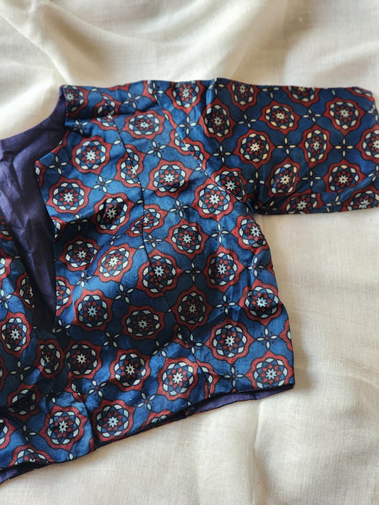 Indigo modal silk blouse