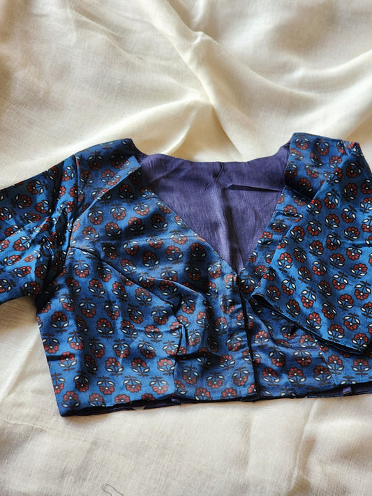 Indigo modal silk blouse