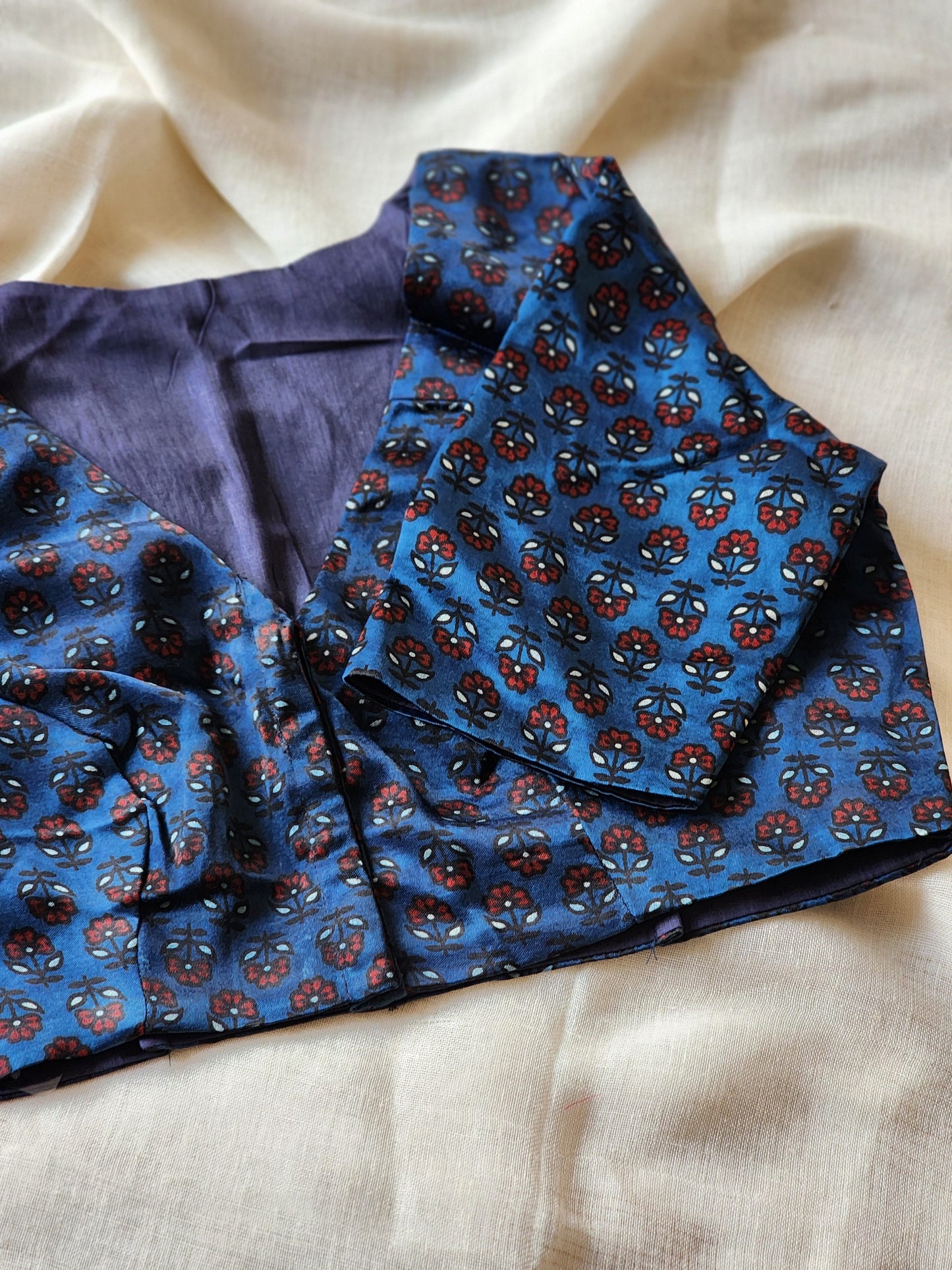 Indigo modal silk blouse
