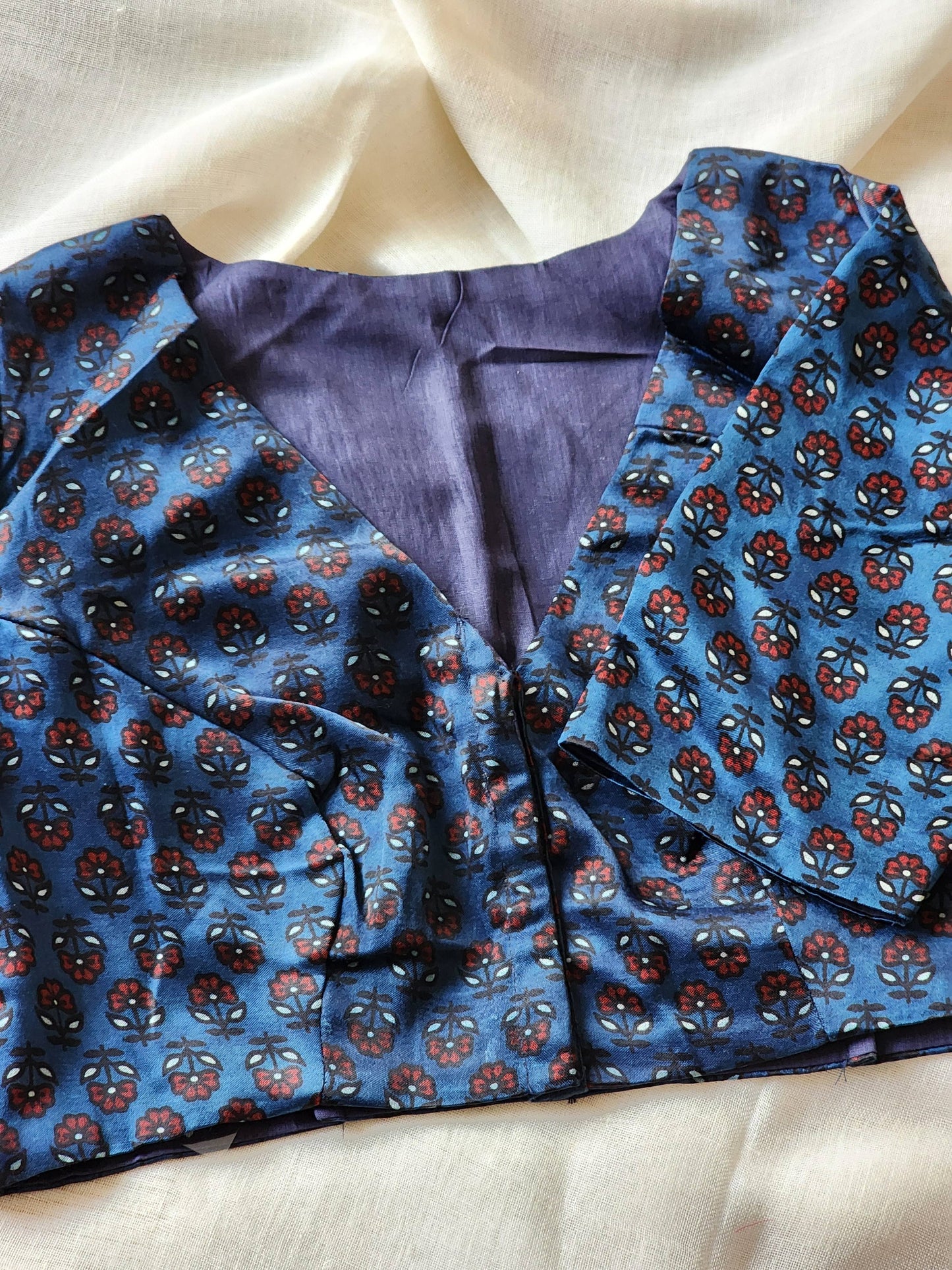 Indigo modal silk blouse