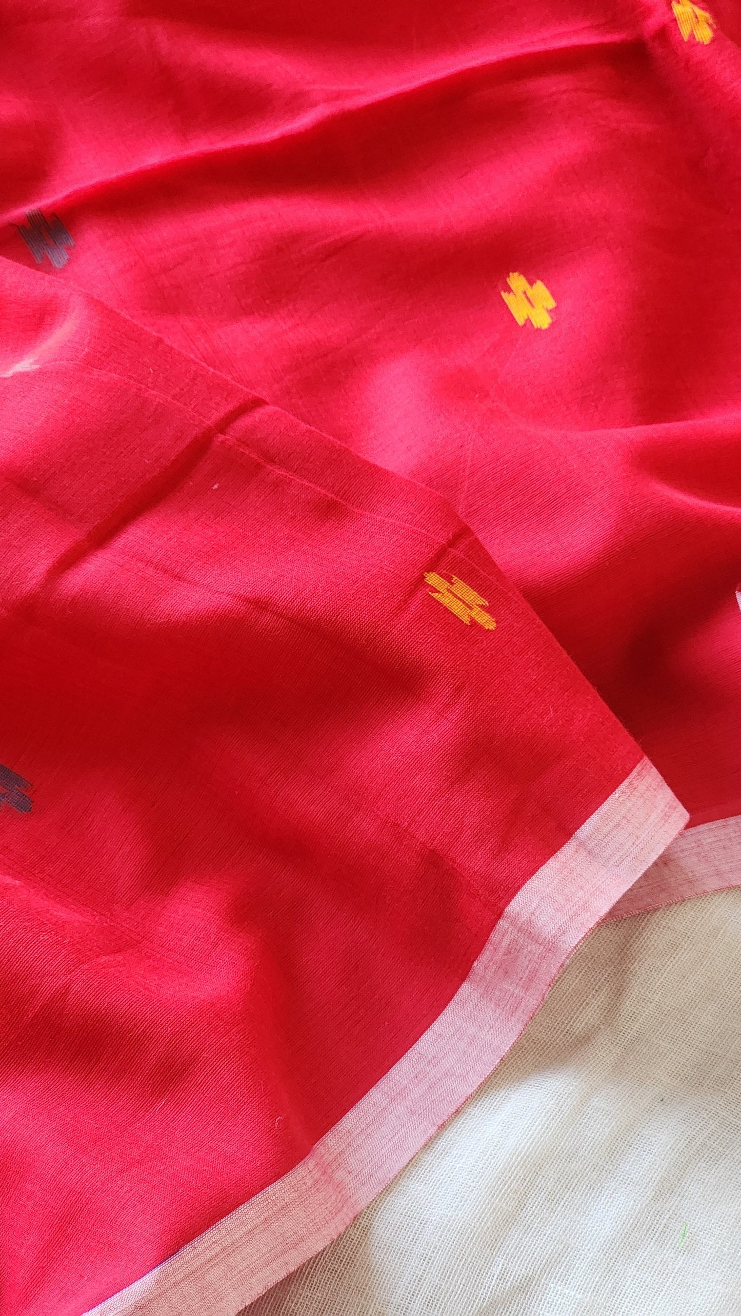 Red Jamdani Cotton Saree