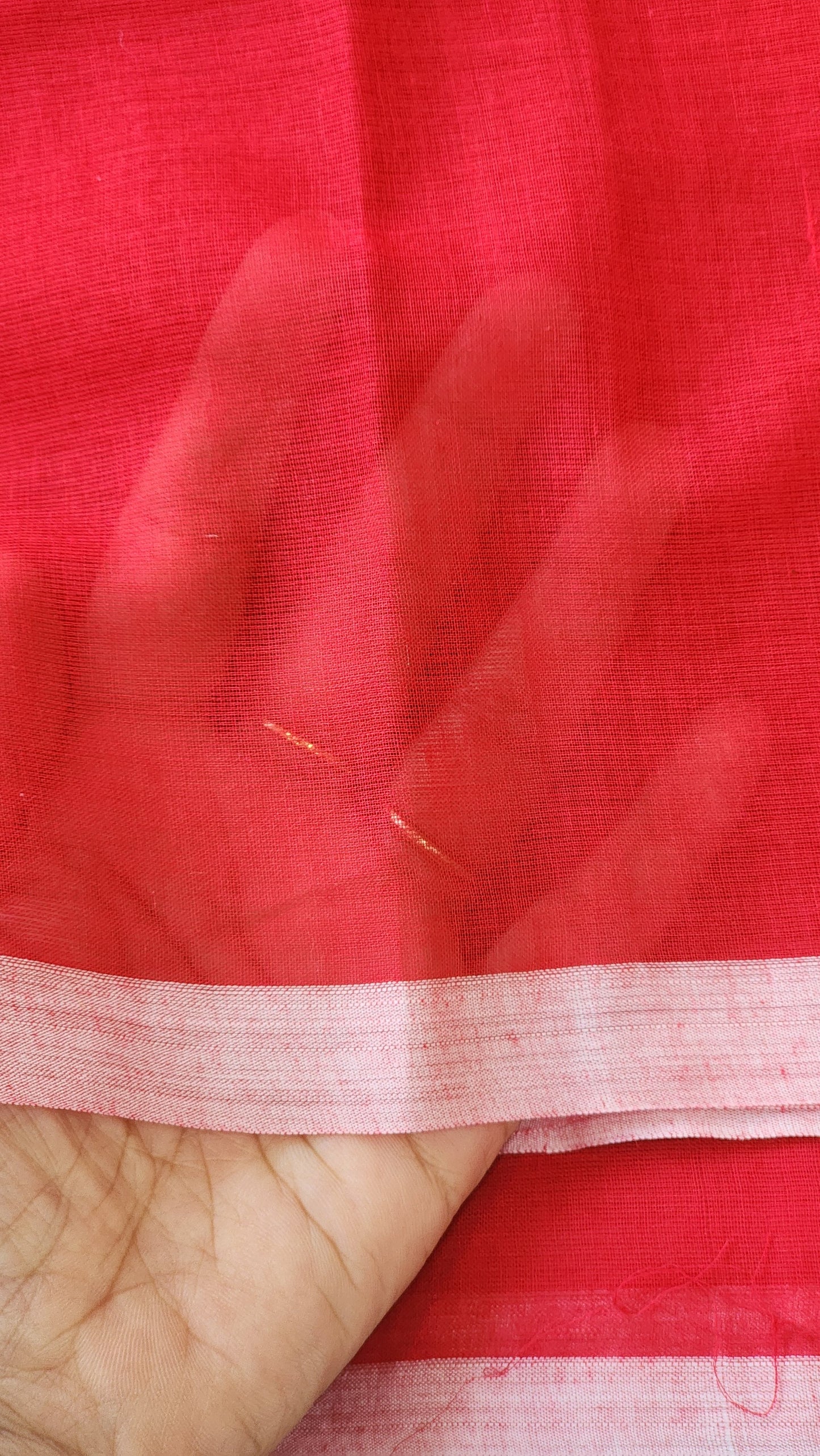 Red Jamdani Cotton Saree