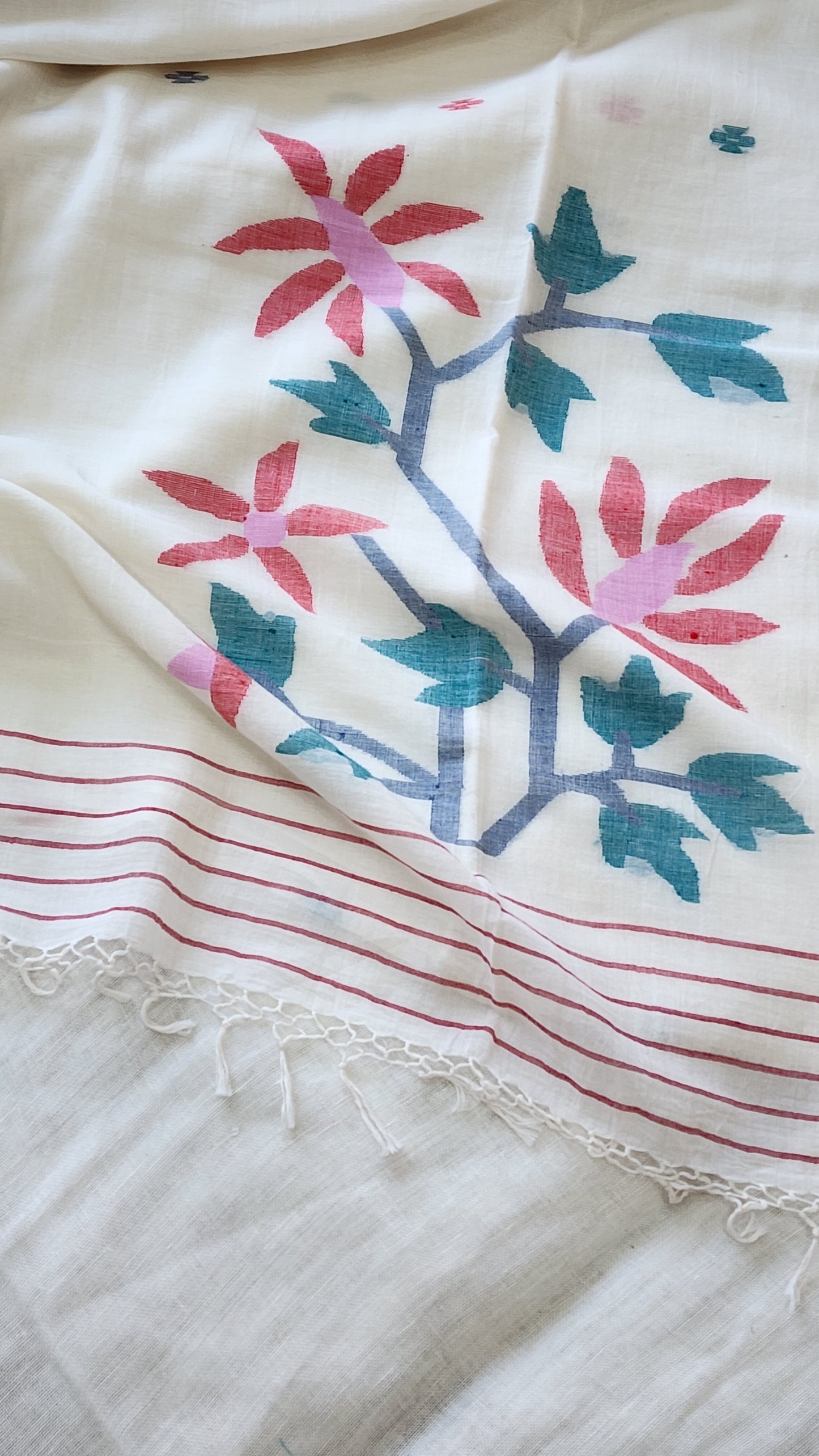 White Jamdani Cotton Saree